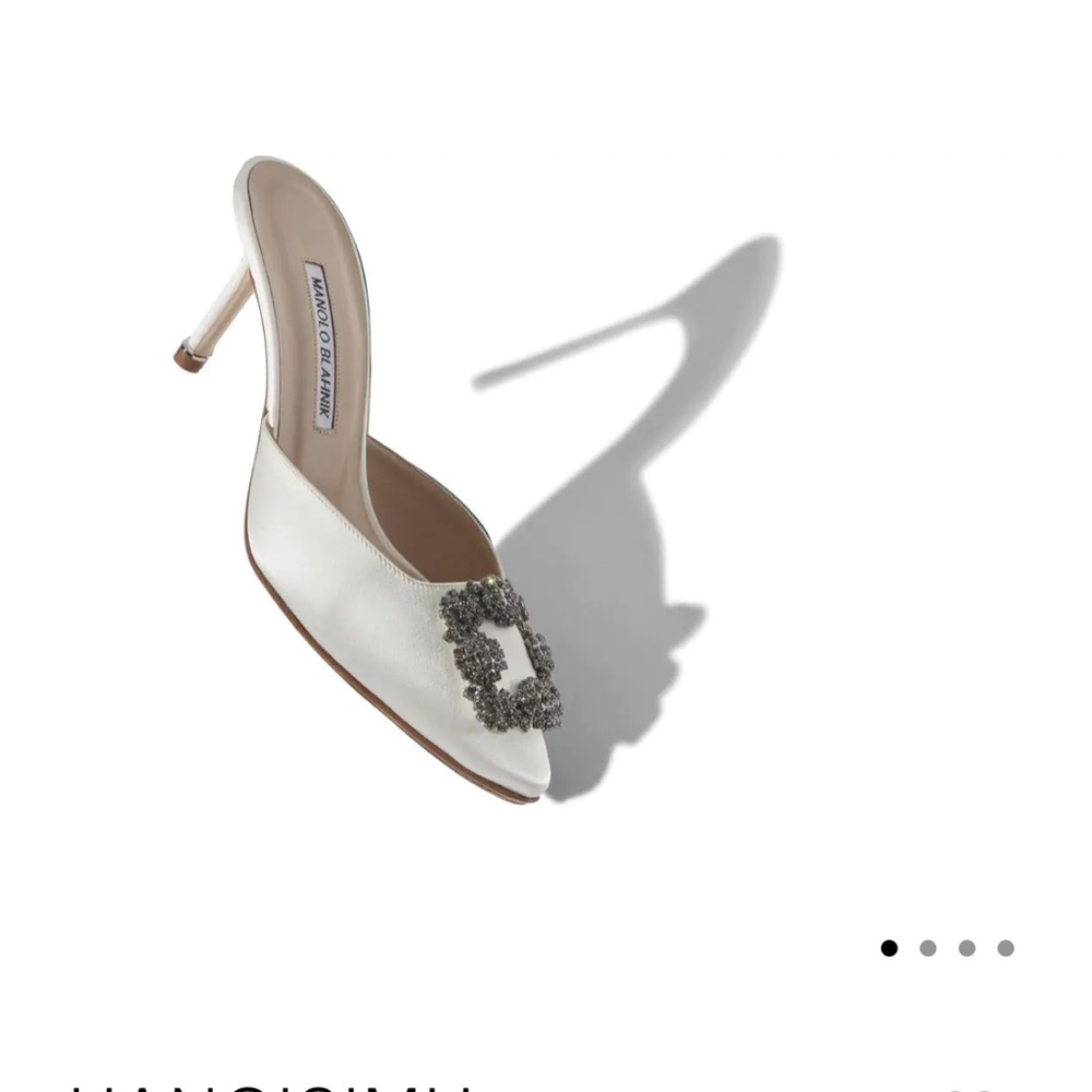 Manolo Blahnik Hangisimu 70 Satin Jewel Buckle Mule